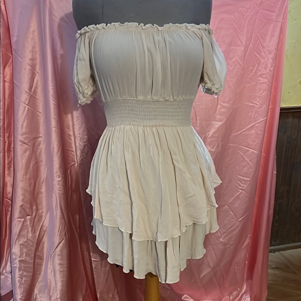 Elegant Cream Off-Shoulder Dress